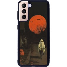 Samsung Galaxy S21 5G Case Hülle - Silikon schwarz Halloween 2025 Ghost on a bicycle