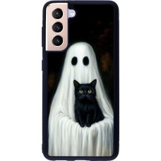 Samsung Galaxy S21 5G Case Hülle - Silikon schwarz Halloween 2025 Ghost with black cat