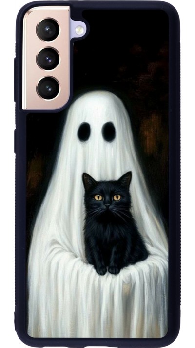 Samsung Galaxy S21 5G Case Hülle - Silikon schwarz Halloween 2025 Ghost with black cat