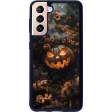 Samsung Galaxy S21 5G Case Hülle - Silikon schwarz Halloween 2025 Pumpkin with flowers