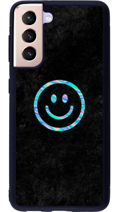 Samsung Galaxy S21 5G Case Hülle - Silikon schwarz Happy smiley irisirt