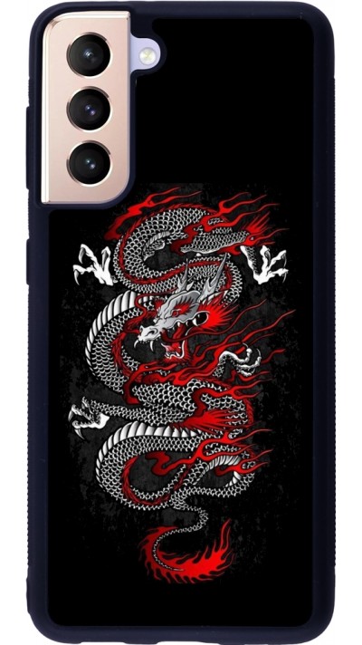 Samsung Galaxy S21 5G Case Hülle - Silikon schwarz Japanese style Dragon Tattoo Red Black
