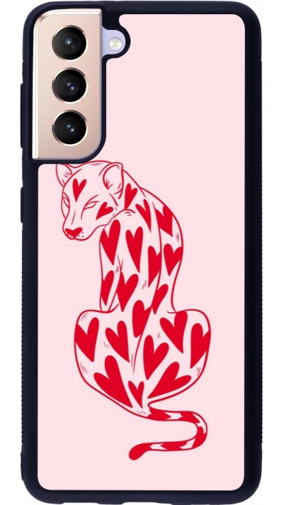 Samsung Galaxy S21 5G Case Hülle - Silikon schwarz Leopard with hearts 2026