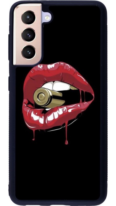 Coque Samsung Galaxy S21 5G - Silicone rigide noir Lips bullet