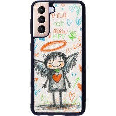 Coque Samsung Galaxy S21 5G - Silicone rigide noir Little Angel Sketch Love