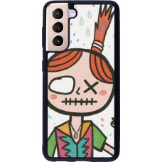 Coque Samsung Galaxy S21 5G - Silicone rigide noir Little Girl Sketch