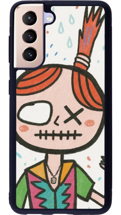 Coque Samsung Galaxy S21 5G - Silicone rigide noir Little Girl Sketch