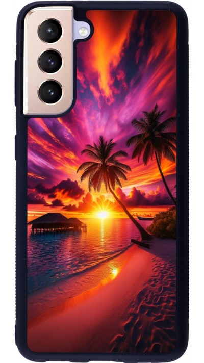 Coque Samsung Galaxy S21 5G - Silicone rigide noir Maldives Dusk Bliss
