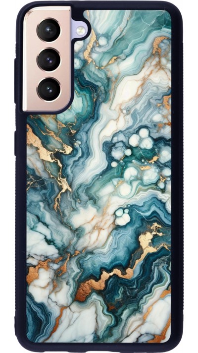 Samsung Galaxy S21 5G Case Hülle - Silikon schwarz Grüner Blauer Goldener Marmor