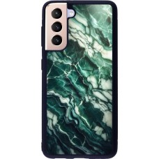 Samsung Galaxy S21 5G Case Hülle - Silikon schwarz Majestätischer grüner Marmor