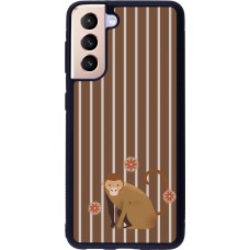Samsung Galaxy S21 5G Case Hülle - Silikon schwarz Monkey with stripes