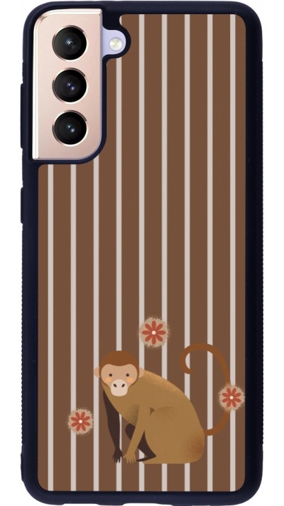 Samsung Galaxy S21 5G Case Hülle - Silikon schwarz Monkey with stripes