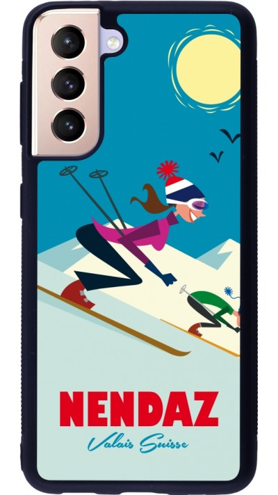 Samsung Galaxy S21 5G Case Hülle - Silikon schwarz Nendaz Ski Downhill