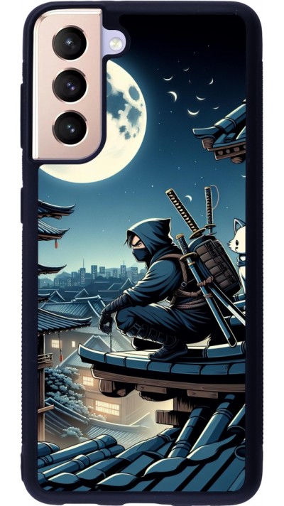 Samsung Galaxy S21 5G Case Hülle - Silikon schwarz Ninja unter dem Mond