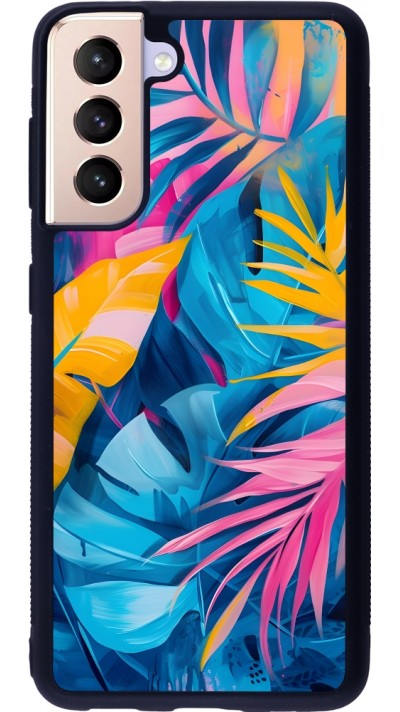 Samsung Galaxy S21 5G Case Hülle - Silikon schwarz Palms Blue