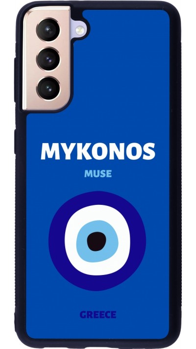 Samsung Galaxy S21 5G Case Hülle - Silikon schwarz Pop Summer Destination Mykonos