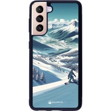 Samsung Galaxy S21 5G Case Hülle - Silikon schwarz Snowboarder Berg