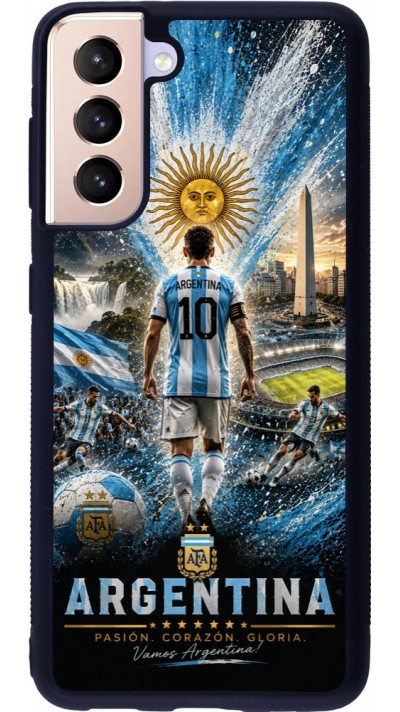 Samsung Galaxy S21 5G Case Hülle - Silikon schwarz Fussball Argentinien splash 2026
