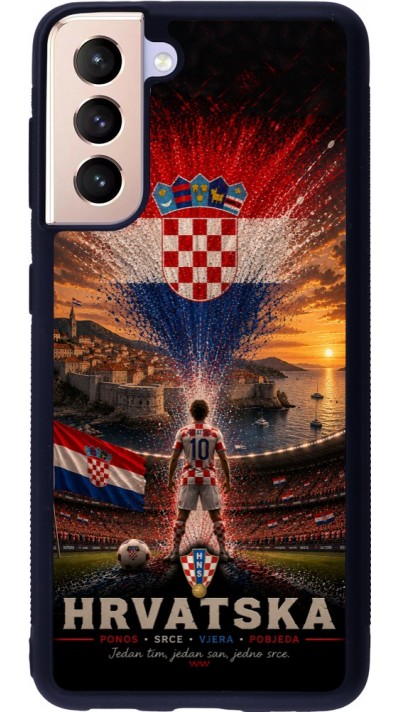 Samsung Galaxy S21 5G Case Hülle - Silikon schwarz Fussball Kroatien splash 2026