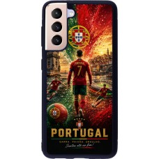 Samsung Galaxy S21 5G Case Hülle - Silikon schwarz Fussball Portugal splash 2026