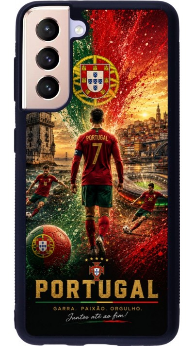 Samsung Galaxy S21 5G Case Hülle - Silikon schwarz Fussball Portugal splash 2026