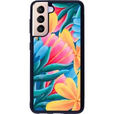 Samsung Galaxy S21 5G Case Hülle - Silikon schwarz Spring 23 colorful flowers