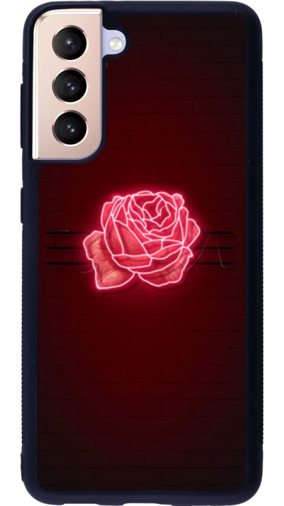 Coque Samsung Galaxy S21 5G - Silicone rigide noir Spring 23 neon rose