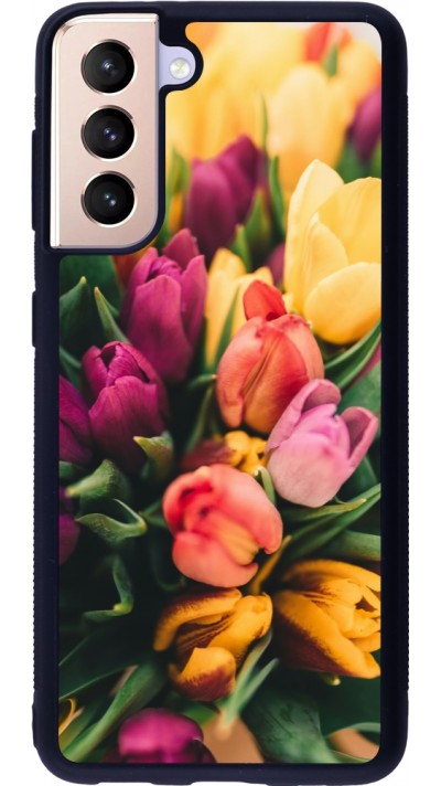 Samsung Galaxy S21 5G Case Hülle - Silikon schwarz Bouquet of tulips Spring 2026