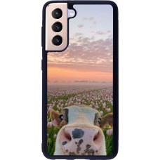 Samsung Galaxy S21 5G Case Hülle - Silikon schwarz Cow with tulips Spring 2026