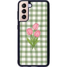 Samsung Galaxy S21 5G Case Hülle - Silikon schwarz Green vichy tulips Spring 2026