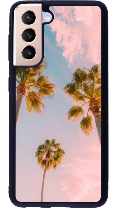 Samsung Galaxy S21 5G Case Hülle - Silikon schwarz Summer 2025 Palmiers