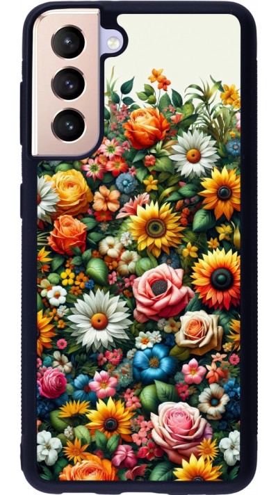 Samsung Galaxy S21 5G Case Hülle - Silikon schwarz Sommer Blumenmuster