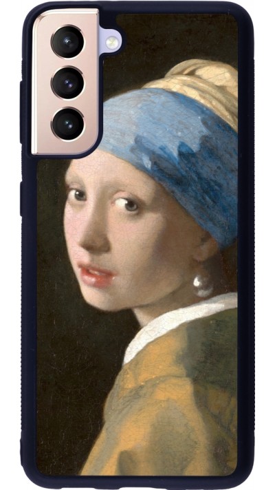 Coque Samsung Galaxy S21 5G - Silicone rigide noir Tableau art - La Jeune fille à la perle - Johannes Vermeer