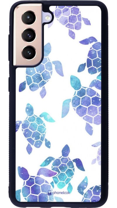 Coque Samsung Galaxy S21 5G - Silicone rigide noir Turtles pattern watercolor