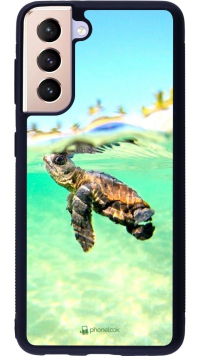 Coque Samsung Galaxy S21 5G - Silicone rigide noir Turtle Underwater