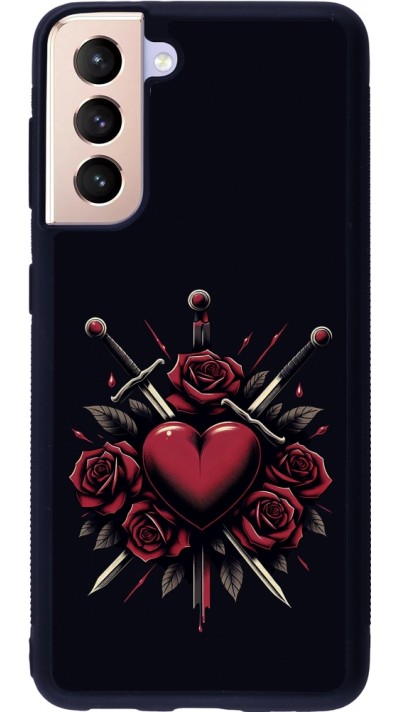 Coque Samsung Galaxy S21 5G - Silicone rigide noir Valentine 2024 gothic love