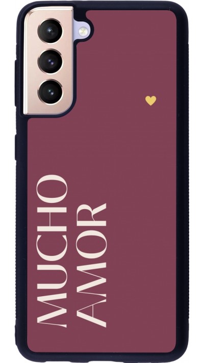 Coque Samsung Galaxy S21 5G - Silicone rigide noir Valentine 2024 mucho amor rosado