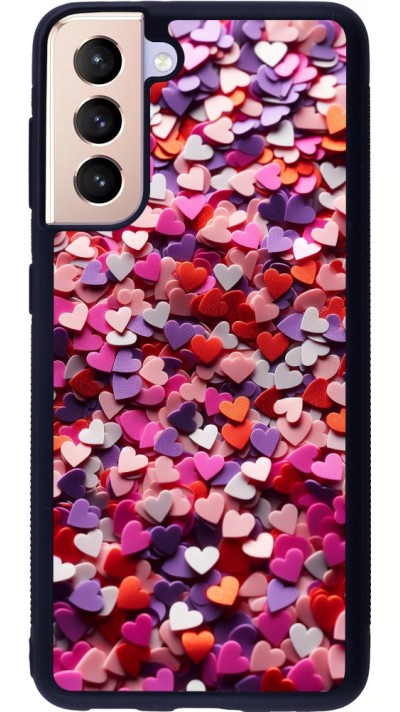 Coque Samsung Galaxy S21 5G - Silicone rigide noir Valentine 2025 Confetti