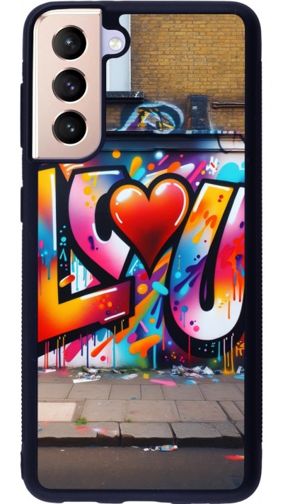Coque Samsung Galaxy S21 5G - Silicone rigide noir Valentine 2025 Love U Tag