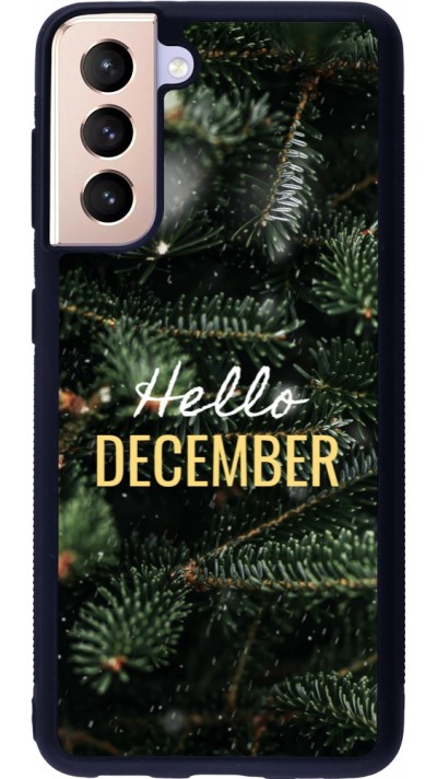 Coque Samsung Galaxy S21 5G - Silicone rigide noir Winter 25 Winter hello december