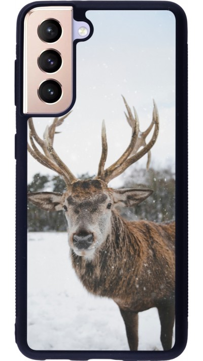 Coque Samsung Galaxy S21 5G - Silicone rigide noir Winter 25 Winter reindeer
