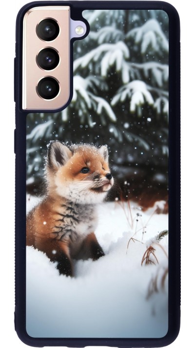 Samsung Galaxy S21 5G Case Hülle - Silikon schwarz Weihnachten 2023 Fuechslein Tanne