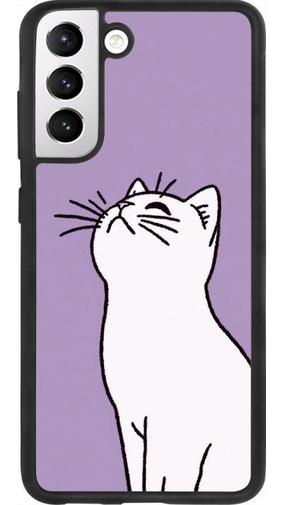 Samsung Galaxy S21 FE 5G Case Hülle - Silikon schwarz Chat auf lila Hintergrund