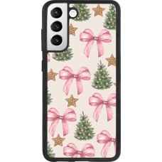 Coque Samsung Galaxy S21 FE 5G - Silicone rigide noir Christmas 25 Vintage Ribbons