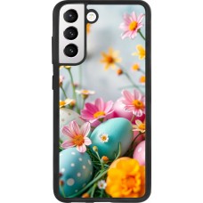 Samsung Galaxy S21 FE 5G Case Hülle - Silikon schwarz Easter 2026 Eggs with flowers