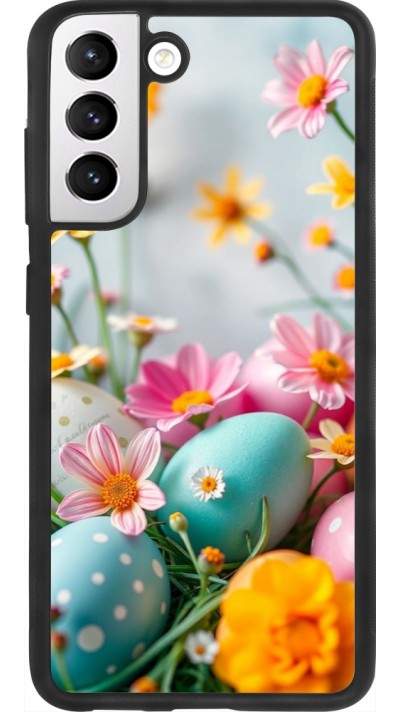 Samsung Galaxy S21 FE 5G Case Hülle - Silikon schwarz Easter 2026 Eggs with flowers