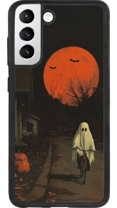 Samsung Galaxy S21 FE 5G Case Hülle - Silikon schwarz Halloween 2025 Ghost on a bicycle