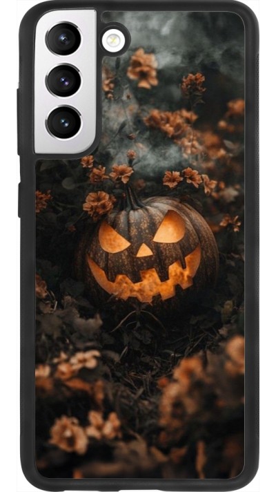 Samsung Galaxy S21 FE 5G Case Hülle - Silikon schwarz Halloween 2025 Pumpkin with flowers