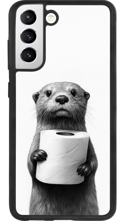 Coque Samsung Galaxy S21 FE 5G - Silicone rigide noir Loutre papier de toilette