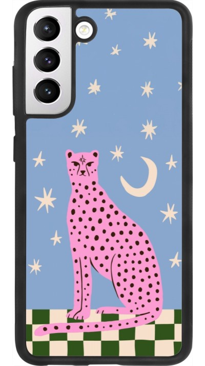 Samsung Galaxy S21 FE 5G Case Hülle - Silikon schwarz Pink leopard with stars 2026
